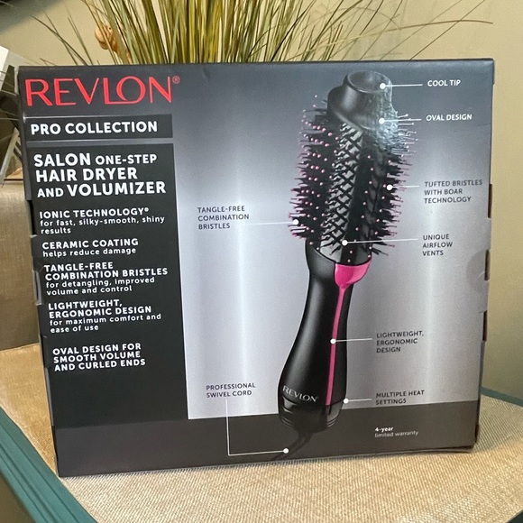 NIB Revlon Pro Collection One-Step Hair Dryer and Volumizer Black/Pink - Picture 2 of 5
